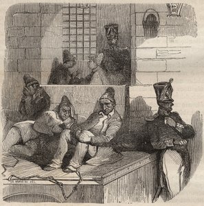 19. yüzyılda Rochefort hapishanesinde dinlenmeye zorlandı. Pierre Zaccone (1817-1895) (Colonia Penale - Ceza kolonisi) tarafından “Kuruluşlarından günümüze cezaevlerinin tarihi” (1877) adlı gravür by Anonymous Anonymous