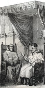 Aziz François de Paule (Francesco di Paola) (1416-1507), Papa Sixtus IV ile birlikte Minimes Düzeninin kurucusu - 1846 tarihli gravür Azizler””. özel koleksiyon by Anonymous Anonymous