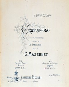Frontispice of Crepuscule, pastoral şiir n°5, Jules Massenet by Anonymous Anonymous