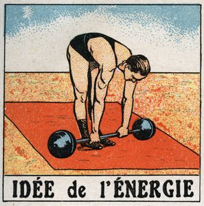Enerji fikri: ağırlık kaldıran atlet. 1925