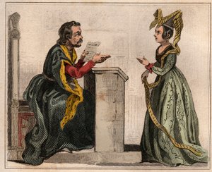 Jehan Pastoret (1328-1405), Charles V saltanatı altında asil bir kadınla birlikte liripion giyen Paris Parlamentosu Başkanı. "" Le Monde