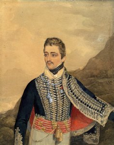 Jozef Antoni Poniatowski (1763-1813) - Prens Jozef Poniatowski - Anonim - 1807 - Suluboya, Kağıt Üzerine Guaj - 26,5x21 - Özel Koleksiyon by Anonymous Anonymous