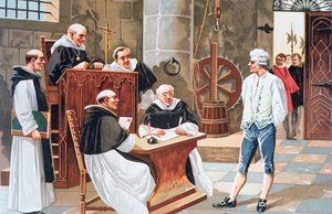 İspanyol İlahiyatçı Miguel Serveto'nun Ginebra Mahkemesi'nde 1553'te Sapkınlık Tehlikesinde Yakılmaya Mahkûm Edilen Kararı by Anonymous Anonymous