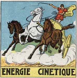 Kinetik enerji: Antik çağlarda aurige, bir tankı sürerken atlar tarafından sürüklenir. 1925