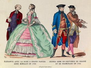 Sol: Büyük sepet elbiseli Elegante, 1760