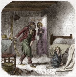 Louis XVII (1785-1795) Tapınakta, jeolieri kunduracı Antoine Simon ile - Alphonse de Lamartine (1790-1869) 1865-1866 - Özel koleksiyon by Anonymous Anonymous