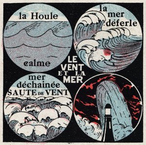 Meteoroloji: rüzgarın deniz üzerindeki etkisi. Sakin kabarma, deniz erteleme, deniz dechainee, dalga. 1925