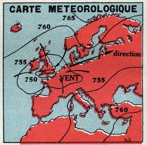 Meteoroloji: meteorolojik harita. 1925