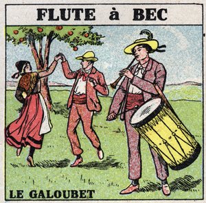 Müzik aletleri: üflemeli çalgılar. Galubet oyuncusu (gaga flüt). 1925