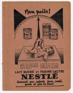 Çocukların şekerli sütü için Nestle reklamı. by Anonymous Anonymous