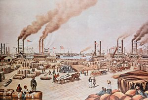 New Orleans Harbour Wharf (Amerika Birleşik Devletleri): Pamuk Yükleniyor. 1876. Özel koleksiyon. by Anonymous Anonymous