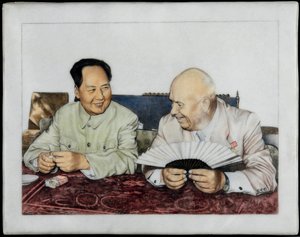 Nikita Khrouchtchev (1894-1971) ve Mao Zedong (Tse-Toung, Tse Toung) (1893-1976) - Nikita Kruşçev ve Mao Zedong - Anonim. Porselen, sır üstü bezeme, 1960