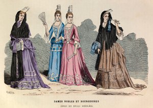 17. ve 18. yüzyılda asil ve burjuva bayan kostümleri - Noblewoman 17. yüzyıl - özel koleksiyon by Anonymous Anonymous
