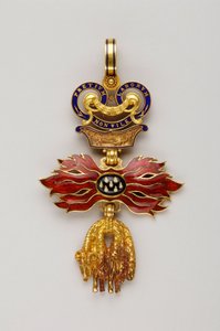 Altın Post Nişanı: Avusturya Altın Postu - Küçültülmüş rozet - 1850-1900 - Altın ve emals - Y 6,2 cm; Genişlik 4,1 cm; Ağırlık: 20 g - Özel koleksiyon by Anonymous Anonymous