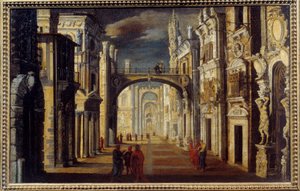 Perspektif iç boyama Francois de Nome (Monsu Desiderio) (1593-1644) 17. yüzyıl Güneşi. 0,51x0,81m Orleans, Musee des Beaux Arts by Anonymous Anonymous