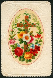 Dindar görüntü: Çiçeklerle çapraz (kromolitografi) by Anonymous Anonymous