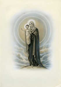 Dindar görüntü: Bakire ve çocuk (gravür) by Anonymous Anonymous