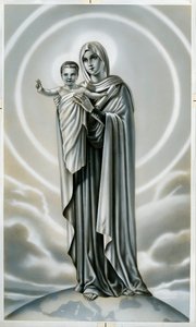 Dindar görüntü: Bakire ve çocuk (gravür) by Anonymous Anonymous