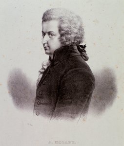 Avusturyalı besteci Wolfgang Amadeus Mozart'ın (1756-1791) portresi gravür. 19. yüzyıl. Milano özel koleksiyonu by Anonymous Anonymous