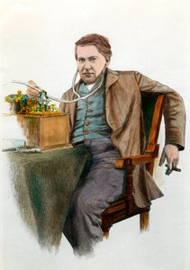 Amerikalı fizikçi Thomas Edison'un (1847-1931) portresi. 1900 yılı civarında gravür. Özel koleksiyon by Anonymous Anonymous