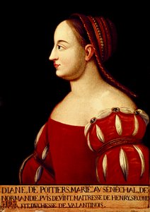 Fransa Kralı II. Henry'nin favorisi olan Valentinois Diana de Poitiers Düşesi'nin (1499-1566) portresi by Anonymous Anonymous