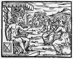 Şeytan büyücülere hitap eder - “Compendium Maleficarum”, cadılarla, onların kötülükleriyle ve onların sortileriyle ilgilenir, Francesco Maria Guazzo veya Guaccio veya Guaccius (15?? -16??) 1608 Özel Koleksiyon by Anonymous Anonymous