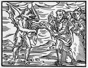 Şeytan büyücülerin kıyafetlerini çıkardı - “Compendium Maleficarum”, cadılar, onların kötülükleri ve onların sortileri hakkında fırsatlar, Francesco Maria Guazzo veya Guaccio veya Guaccius (15?? -16??) 1608 Özel Koleksiyon by Anonymous Anonymous