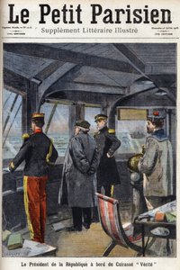 Cumhurbaşkanı Armand Fallieres (1841-1931) Cuirasse “Verite” gemisinde. 26/07/1908 tarihli “Le petit parisien” gazetelerinden biri. Özel koleksiyon. by Anonymous Anonymous