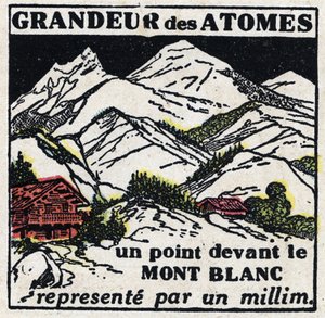 Atom ve bilim: atomların büyüklüğü. Bir milimetre ile temsil edilen Mont Blanc