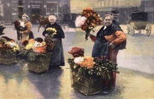 Krizantem partisi: sokakta krizantem tüccarı. Oymak. 20.11.1910 tarihli “Le petit parisien” gazetelerinden biri. Özel koleksiyon. by Anonymous Anonymous