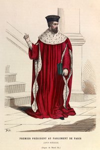 The first president of the Parliament of Paris in the 16th century under the reign of King Henry III - First President of the Parliament of Paris 16th Century - private collection by Anonymous Anonymous