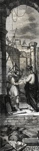 Trophime d'Arles veya Saint Trophime (3. yüzyıl) Arles kilisesini inşa ediyor - “Lives des Saints””deki 1846 gravürü. Özel koleksiyon. by Anonymous Anonymous