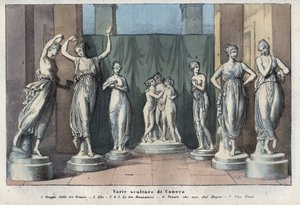 Canova'nın çeşitli heykelleri - Üç Güzel - Hebe - Üç Güzel Dans - Venüs Italica - İlham perisi - Evrendeki Tüm Halkların “” Gümrük ve Geleneklerinden gravür. Bu, hükümetin, yasaların, milislerin, tüm dinlerin tarihidir. by Anonymous Anonymous