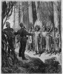Henri Coudreau'nun Yolculuğu (1859-1899), Guiana'nın Hindistan topraklarında coğrafya profesörü ve kaşif - Roucouyan şeflerinden aldı - 1889 tarihli “Journal des voyages” da gravür. by Anonymous Anonymous