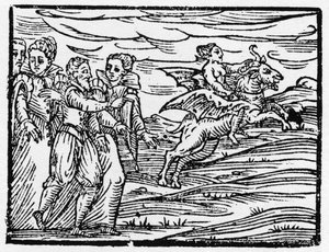 Bir keçiye binen cadı - “” Compendium Maleficarum””, cadılar, onların kötülükleri ve onların sortileri hakkında bilgiler, Francesco Maria Guazzo veya Guaccio veya Guaccius (15?? -16??) 1608 Özel Koleksiyon by Anonymous Anonymous