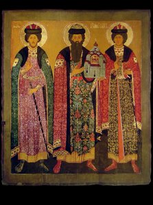 Aziz Vsevolod Mstislavich, Aziz Boris ve Gleb ile Pskov Prensi, 17. yüzyılın başlarında. by Anonymous Russian icon painter