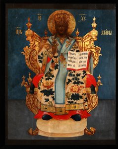 Kurtarıcı Enthroned, 18. yüzyıl by Anonymous Russian icon painter