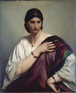 Lucrezia Borgia; Beyaz tunikli ve kırmızı elbiseli Romalı bir kadının portresi, 1862-66 civarı (tuval üzerine yağlıboya) by Anselm Feuerbach