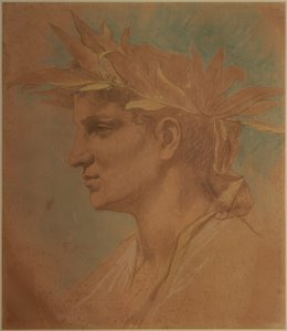 Defne ile çelenk erkek kafası by Anselm Feuerbach