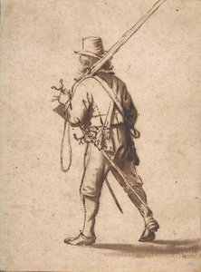 Arkadan görülen Yürüyen Silahşör, 17. yüzyıl. by Anthonie Palamedesz