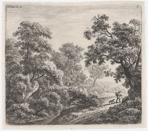 Bir Gezgin ve Köpeği Le Voyageur ve oğlu Chien, 17. yüzyıl. by Anthonie Waterloo