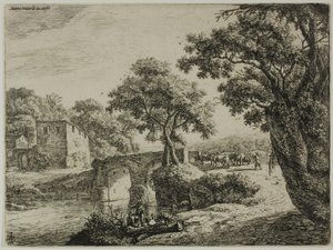 Taş Köprü Yakınında Sürü by Anthonie Waterloo