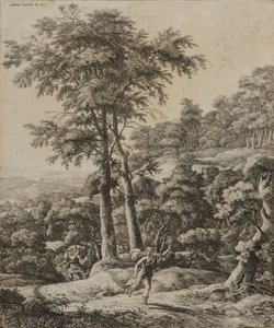 Avcı ile Manzara (gravür) by Anthonie Waterloo