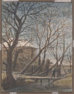 Karşıdan Karşıya Geçen Bir Adamla Kış Manzarası by Anthonie Waterloo