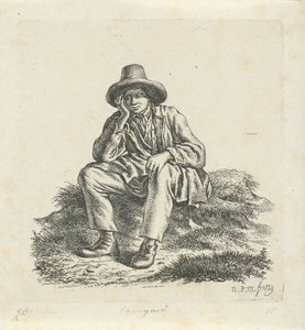 Oturan adam, başını destekleyen by Anthonie Willem Hendrik Nolthenius de Man