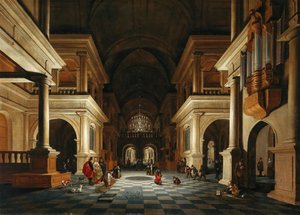 Zarif figürlü bir kilisenin içi, 1632. by Anthonie de Lorme