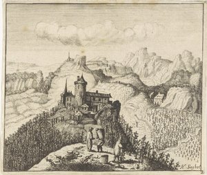 Üzüm toplayıcıları ile dağlık manzara by Anthonie de Winter (attributed to)