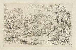Bacchus Tapınağı önünde periler ve satirler Bacchanals (dizi adı) by Anthonie de Winter