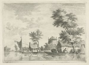 Samanlık ile nehir manzarası by Anthonij van der Haer