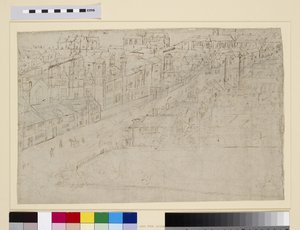 Borough High Street ile St. Mary Overy, 'The Panorama of London'dan, c.1544 (kağıt üzerinde kalem ve mürekkep ve kurşun kalem) by Anthonis van den Wyngaerde